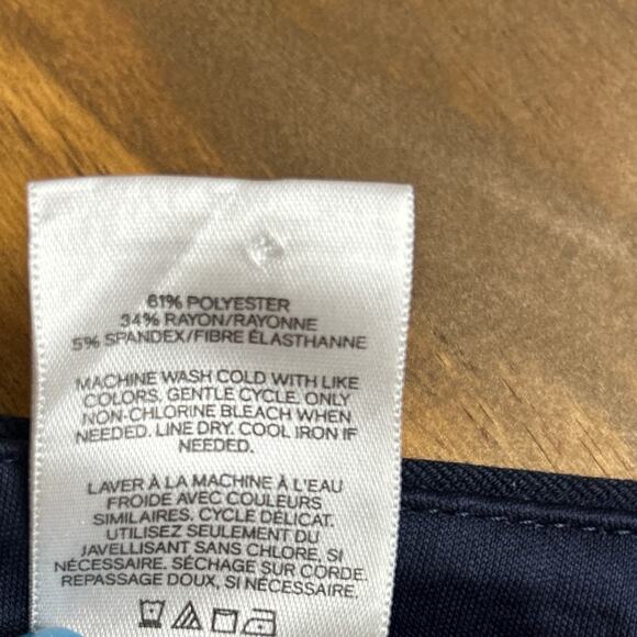 Express Womens Pants Blue Black Columnist Ankle Mid Rise Career Stretch 10 Long - Picture 6 of 13